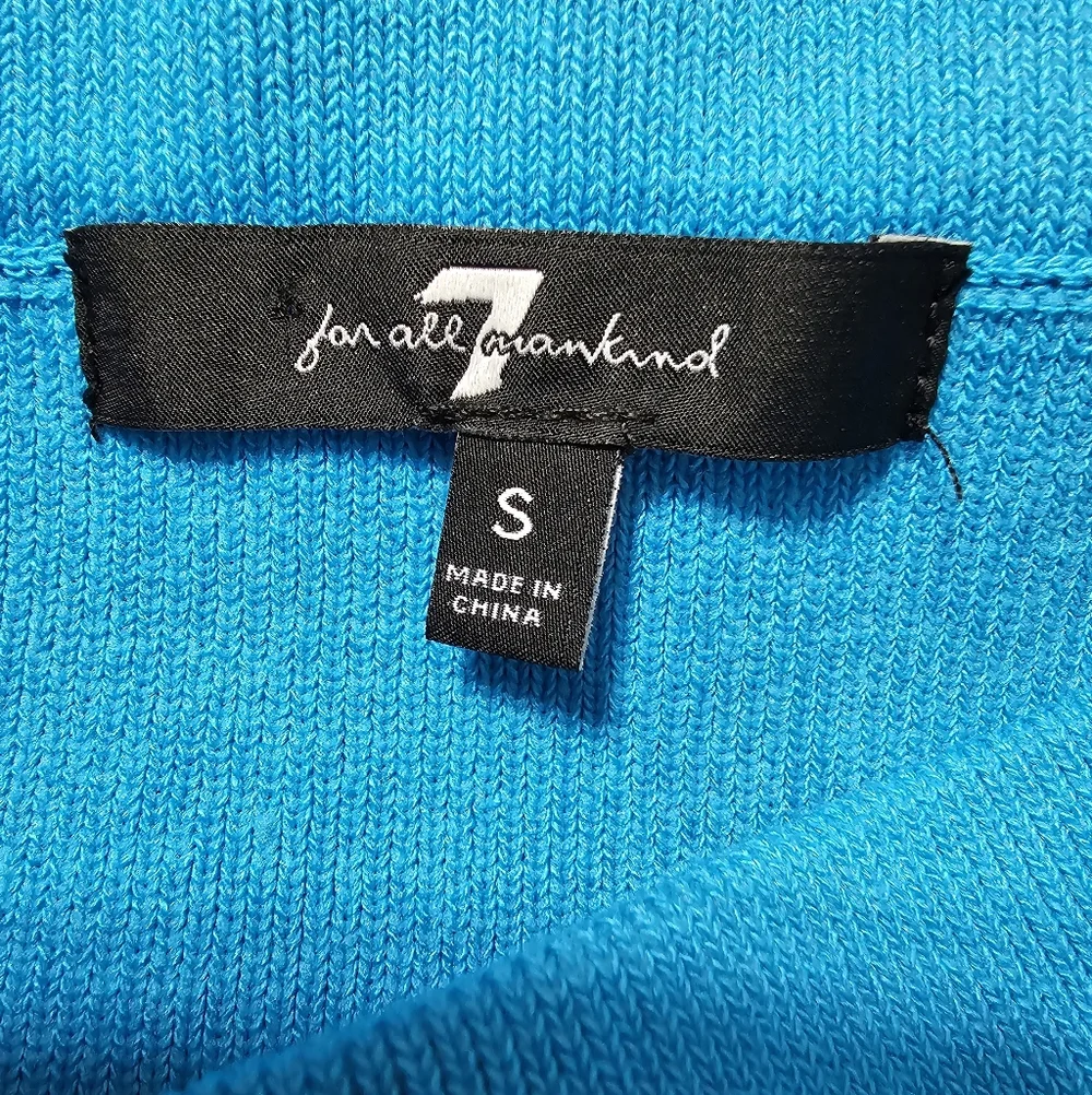 7 For All Mankind Blue Rib Knit Skirt and Cardigan Old Money Set Sz S